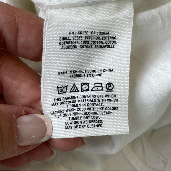 Pilcro White Cropped Raw Hem HYPHEN Distressed Jeans Mid-Rise Boho Denim Sz 28 - Picture 9 of 15